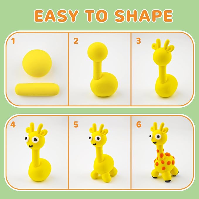 Air Dry Clay for Kids – 12 Animal Modeling Clay Craft Kit with Sculpting Tools and Step-by-Step Tutorials, Non-Toxic Modeling Clay for Ages 6-12, Art Activity Set for Boys Girls
