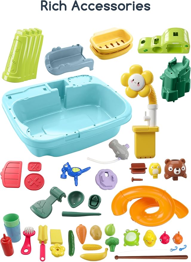 OKPOW Sturdy Water Table for Toddlers 1-2: No Tipping on Uneven Backyard | 4 Wide Legs & 3-Gal Sink Reduce Wobble by 80% - Keep Toddlers Safely Engaged in Splash Play, Tool-Free Assembly