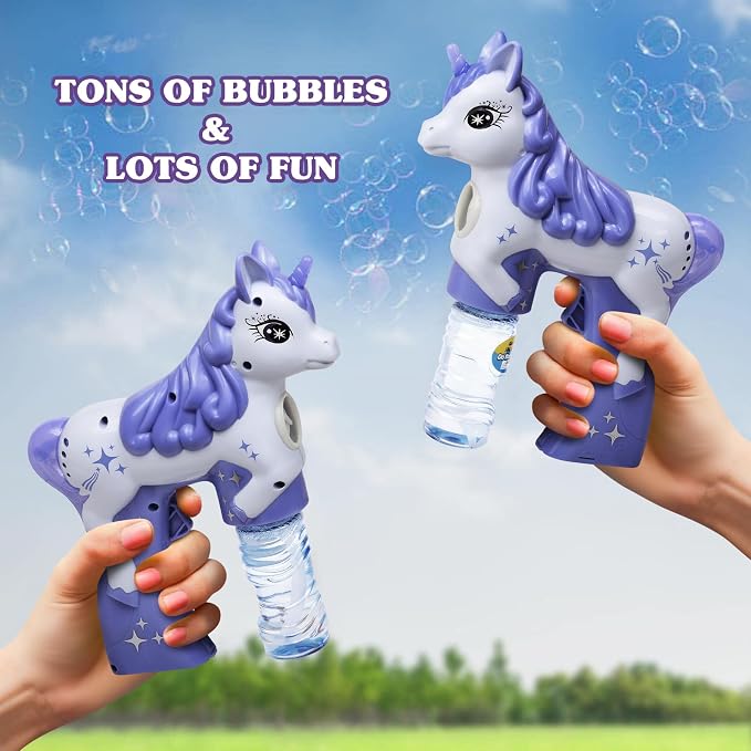 Purple Unicorn Bubble Gun for Kids – Automatic Bubble Machine Blower Toy | Cute Bubble Blaster for Toddlers, Boys & Girls | Outdoor Play, Birthday Party & Summer Fun