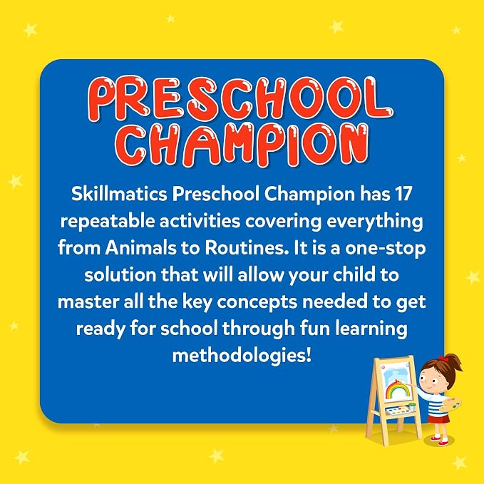 Skillmatics Educational Game : Preschool Champion | Reusable Activity Mats with 2 Dry Erase Markers | Gifts & Preschool Learning for Ages 3-6