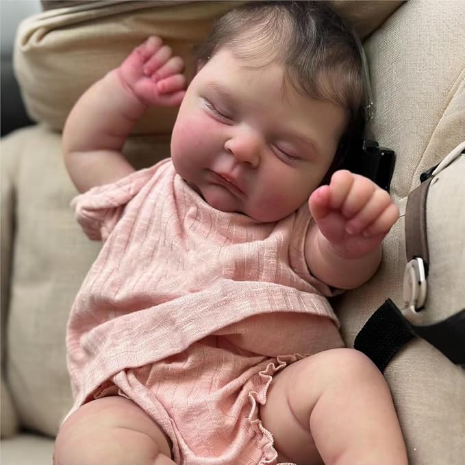 iCradle Lovely Real Look Reborn Baby Doll Girl 20inch 50cm Vinyl Silicone Baby Doll Cloth Body Realistic Newborn Doll Gift Toy for Ages 3+ (Pink Outfit Sleeping Doll)