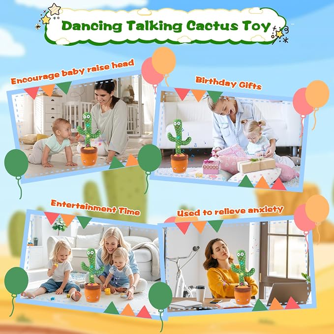 Dancing Talking Giraffe Toy, Stuffed Animal Baby Toy Repeating What You Say, Glowing Musical Giraffe Gifts for Toddlers and Babies, for Kids (Cactus)