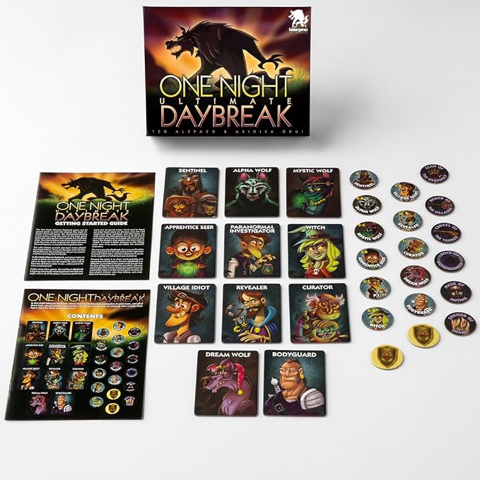 One Night Ultimate Daybreak by Bezier Games | Standalone Hidden Role Mystery with Social Deduction | App-Supported Bluffing Experience | 3-7 Players | 10 Minutes