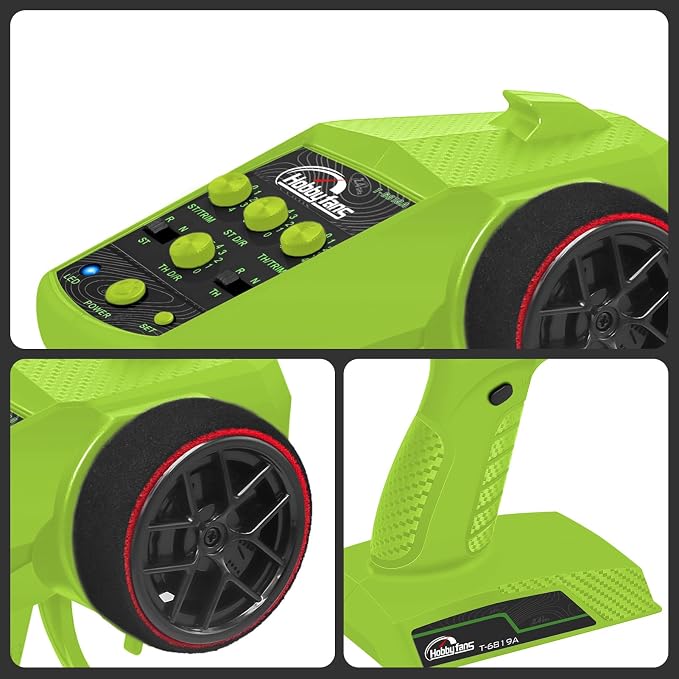 RC Radio System 4CH 2.4G RC Transmitter with Receiver and Lanyard Anti-Jamming Remote Controller for RC Car Crawler Boat, Green & Black