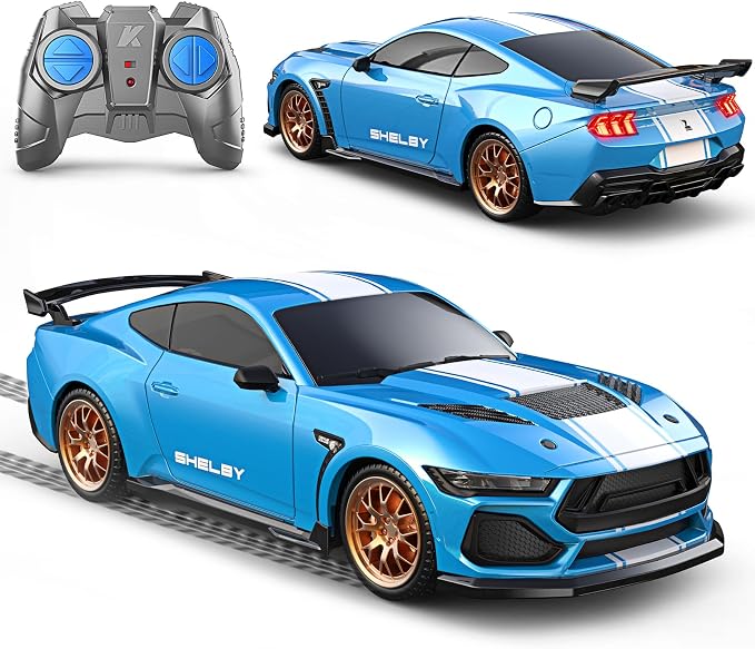 AEROQUEST Ford Remote Control Car,Officially Licensed Ford Shelby Super Snake,1:24 Scale Toy Car for Kids,Electric Sport Racing Hobby RC Cars,Birthday Gift for Boys and Girls（Blue）