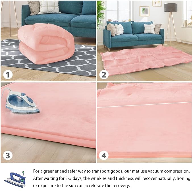 Baby Play Mat for Floor Nursery Rug Muscle Mat Area Rug Playroom Rug 59"x71" Playpen Mat Elastic Foam 1.3" Thick Crawling Mat for Babies,Toddlers, Infants, Kids,Light Pink