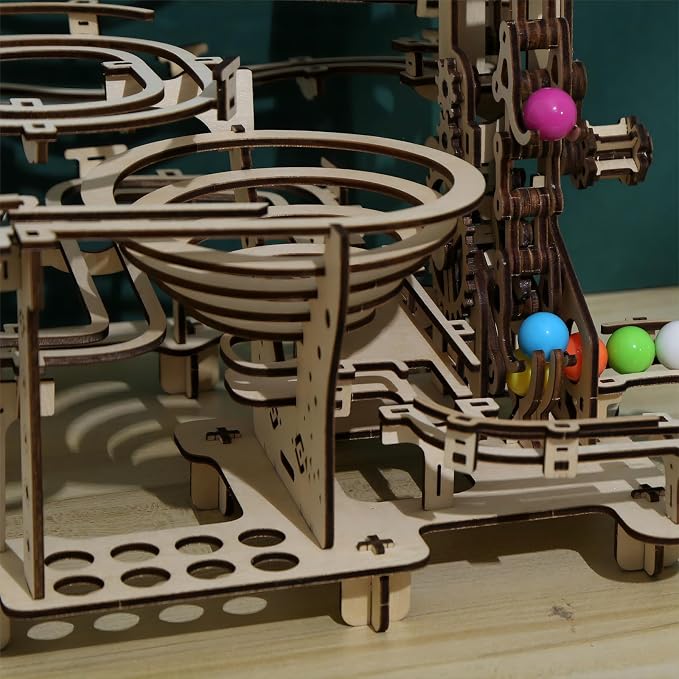 3D Wooden Puzzles Marble Run Set - Time Traveler Mechanical Model Kits with Motor, Brainteaser and Puzzle for Christmas/Birthday,Gifts for Adults and Teens to Build Combination