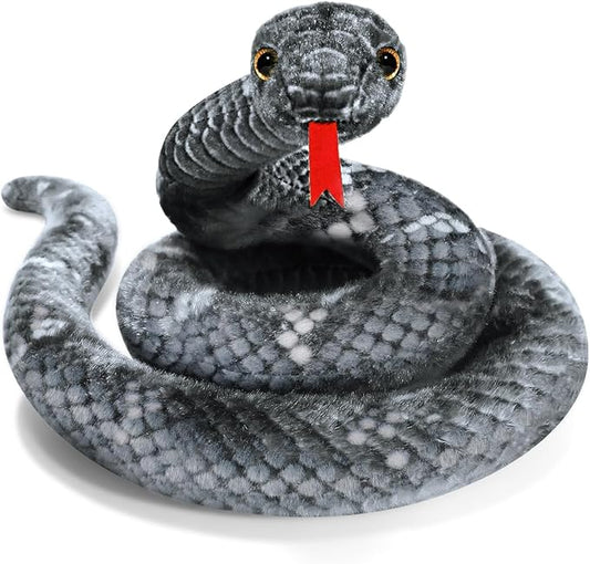 Snake Plush, Stuffed Snake Animal, 27 in Small Toy Snakes for Kids, Giant Stuffed Animals, Lifelike Plush Snake for Birthday Present Party Prank Prop (Black)