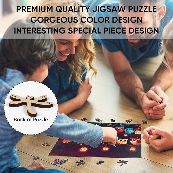 Ixfyloop Owl Puzzles Wooden Puzzles for Adults for Adults, Wood Puzzles Adult Wooden Jigsaw Puzzles for Adults, Irregular Unique Shaped, Wood Puzzles for Adults Wooden Gift 200PCS 11.8x8.8 Inch