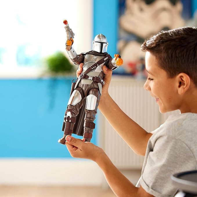 Disney Store Official The Mandalorian Talking Action Figure - 13 Inch Interactive Star Wars Toy with IB-94 Blaster - Articulated Kid Toy with Light & Sound Effects