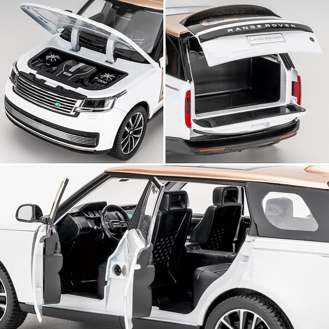 TGRCM-CZ 1:24 Range Rover Die-cast Model Vehicle with Sound & Light, Off-Road Vehicle with Pull Back Function & Openable Doors - Realistic Details for Collectors & Gifts White