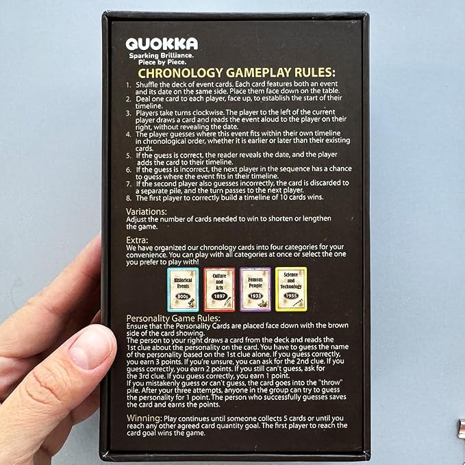 Quokka USA History & Personality Board Card Game - Istoria 500 Trivia Cards Double-Sided Deck - Fun Educational Trivia Games for Adults, Friends & Family Night - Ages 15+