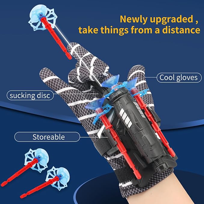 Black Style Spider Web & Soft Missile Launcher Toy 2 Pcs Set,High-Precision Web Shooter for Cosplay, Roleplay & Outdoor Fun - Adjustable Strap, Durable Design, Safe for Kids& Adults