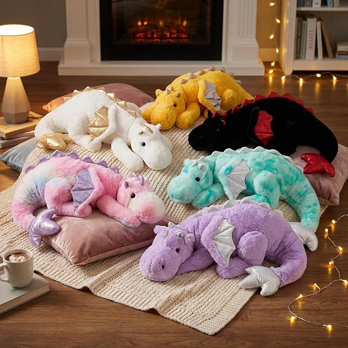 ARELUX Giant 50in 3Lb Big Yellow Dragon Large Stuffed Animals Cute Plush Toy Fuzzy Jumbo Dinosaur Pillow Plushies with Wings Cuddly Soft Pterosaur Plushie for Friends Family Member