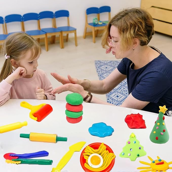 Unleash Creativity with 23 Pcs Play Dough Tools Sets and 6 Unique Dino Molds Dough Toys Accessories Set Whit 5 Bright Color