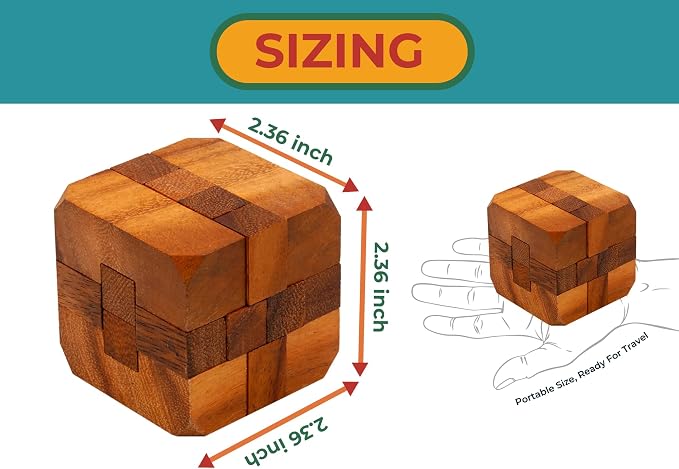 BSIRI Games Gifts and Brain Teaser Puzzles for Adults Classic Diamond Cube Puzzle Wooden 3D Puzzle Games to Challenge Mind for Fun and Educational Game