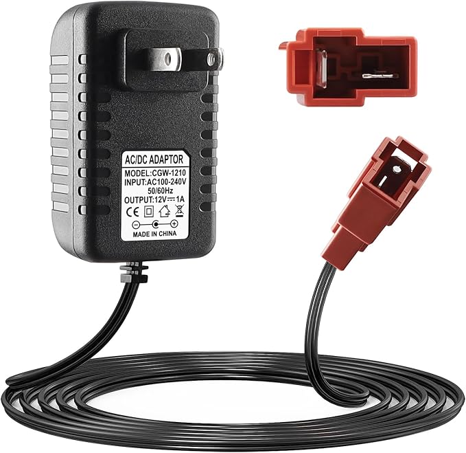 12V Battery Charger for Ride On Car Toy, Compatible with BMX X6, Kid TRAX GMC, Wal-Mart, Moto ATV Quad, Electric Vehicle Power Adapter with Square Plug