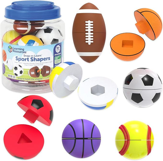Learning Resources Snap-n-Learn Sports Shapers - Fine Motor Skills Toys for Toddlers, Preschool Matching Toy, Sorting and Color Recognition Skills, Sensory Bin, Birthday Gifts for Boys and Girls