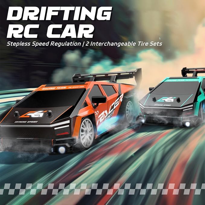 RC Drift Car, 1:24 Scale Remote Control Vehicle for Kids,2.4GHz 20KM/H 4WD High Speed RC Cars with LED Light, Two Batteries & Drifting Tires Racing Sport Toy Cars for Adults Boys Girls Kids 8603OG