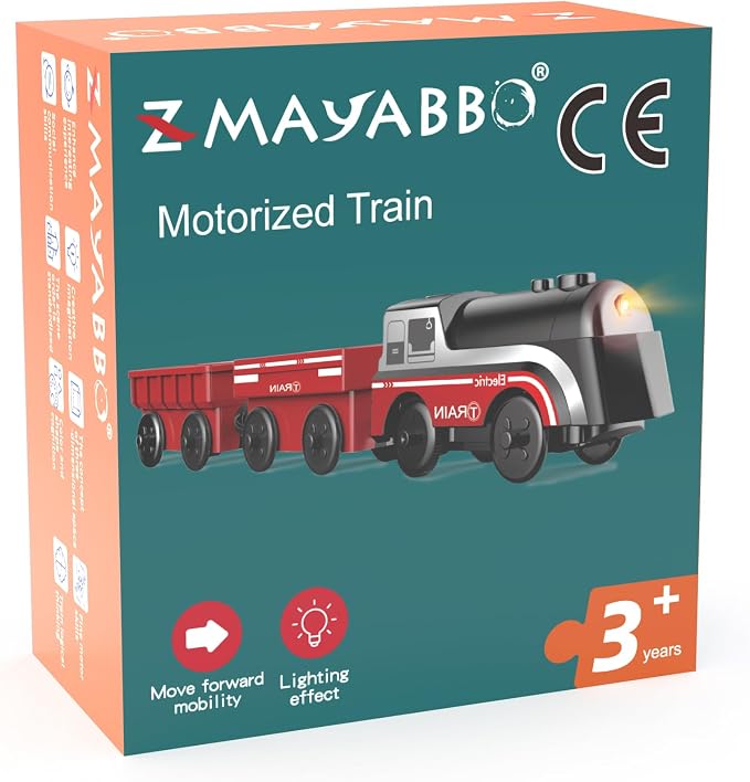 Battery Operated Train for Wooden Track, Motorized Train for Toddlers 3+ Years Old, 3Pcs Trains Toy Set Electric Trains Compatible with Thomas, Brio, Chuggington, Melissa and Doug