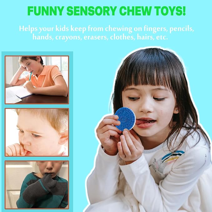 Chewy Necklaces for Sensory Kids, 2 Pack Silicone Chew Necklace Sensory Necklaces for Boys with Chewing, Autism, ADHD, SPD, Oral Motor Anxiety Pendant for Adults