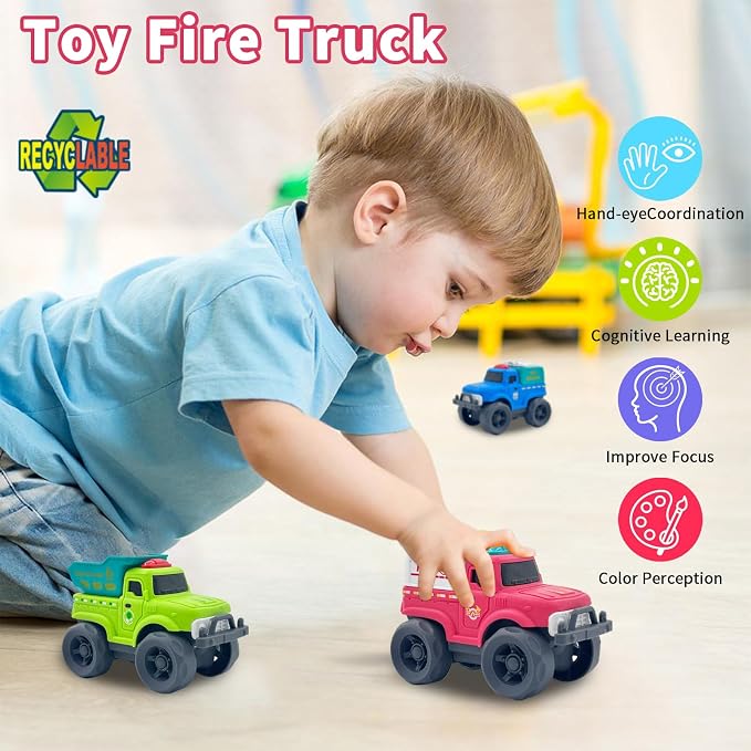 Aigitoy Toddler Car Toys for Boy Girl 1-3 Year Old, Red Fire Truck, BPA Free, Phthalates Free, PVC, Recycled Plastic, Toddlers Toy for Fine Motor Skills, for Boys Girls
