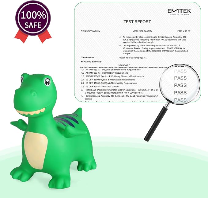 INPANY Bouncy Horse, Dinosaur Hopper Toys for Boys, Gifts Toy for Kid | Eco-Friendly PVC, Low Center Gravity, Cute Cartoon Design, Load 100 Lbs, Learn & Exercise & Active Fun, Gifts for 1-3 Kids