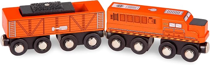 Battat – Classic Trains – 6 Pieces Wooden Railroad Set – Magnetic Toy Trains – Train Engines & Cars – 3+ Years– Wooden Locomotives & Freight Cars