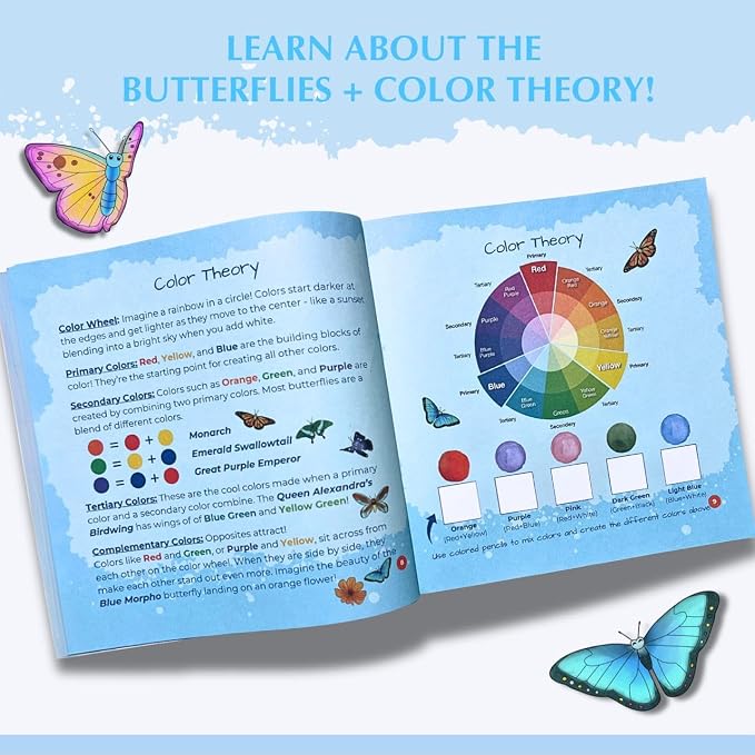 SunnyLifeStudios Butterfly Suncatcher Craft Kit for Kids – Stained Glass Window Art Kit with Activity Book & Paint Set | DIY Craft Gift Ages 8–12+