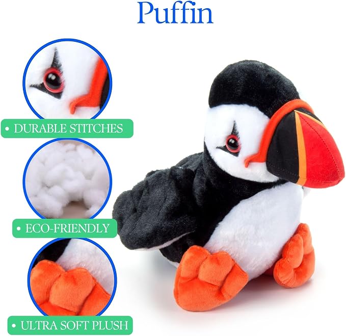 The Petting Zoo Puffin Stuffed Animal Plushie, Gifts for Kids, Wild Onez Babiez Sealife Animals, Puffin Plush Toy 6 Inches