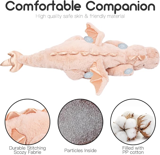 ARELUX Giant 50in 3Lb Big Pink Dragon Large Stuffed Animals Cute Plush Toy Fuzzy Jumbo Dinosaur Pillow Plushies with Wings Cuddly Soft Pterosaur Plushie for Friends Family Member