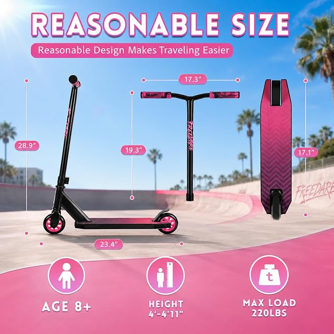 FREEDARE Pro Stunt Scooter, Trick Scooter for Kids, Teens, Boys and Girls, 8 Years Old Above Freestyle Street Scooter for Intermediate and Beginner Skate Park