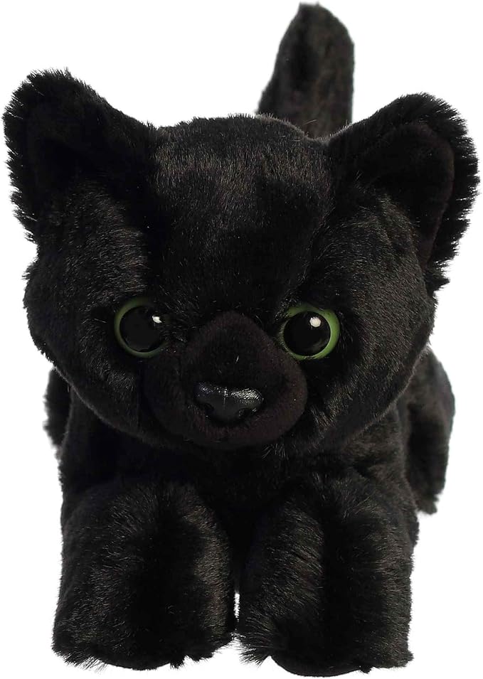 Aurora® Adorable Mini Flopsie™ Twilight Cat™ Stuffed Animal - Mini Companions Ready for Playful Adventures - for Kids All Ages, Toddlers, Adults, and Families - Black 8.5 Inches
