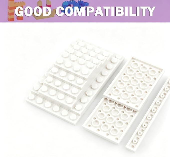 MALEKO White Classic Base Plates Multipack, 135 Pieces 13 Sizes Small Baseplates for Building Bricks, Flat Boards Compatible with Major Brands Blocks, White