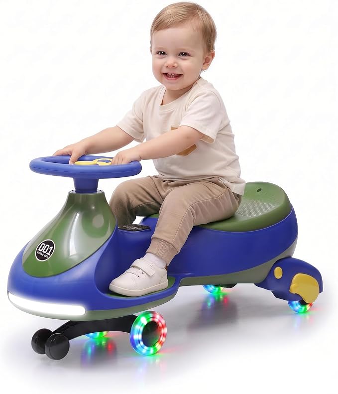 12V Electric Wiggle Car for Kids 2-in-1 Swing Car 360 Steering Pedal Ride | PP Plastic Body,Indoor Outdoor Play,Kids Activity Toy,Preschool Riding Fun,Low Gravity Design,Family Entertainment