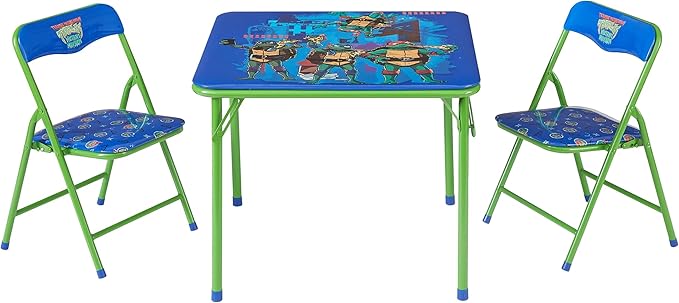 Teenage Mutant Ninja Turtles 3 Piece Children's Activity Square Table and 2 Folding Chairs Set, Ages 3+