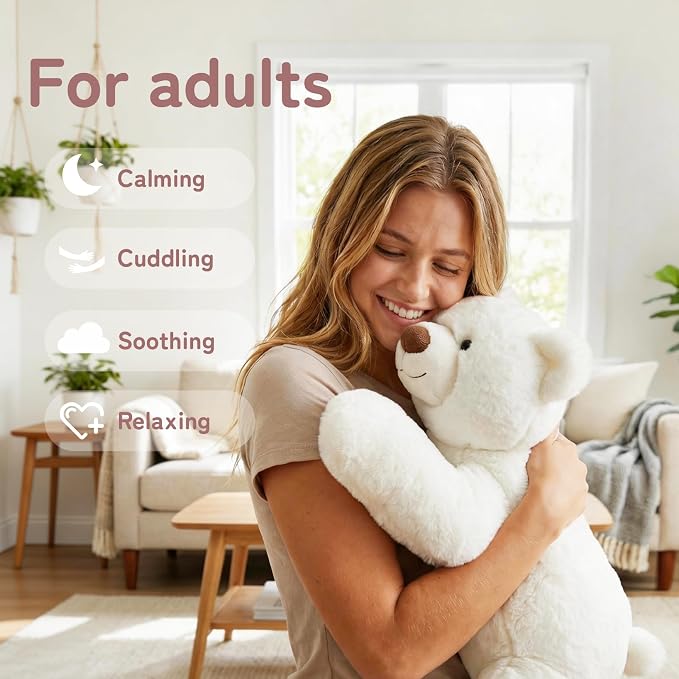 Niuniu Daddy Weighted Polar Bear Stuffed Animals for Kids & Adults, 25" | 5lb Large Weighted Plushies Pillow for Sleeping and Calming, Cute Lying Plush Toy Huggable Gift for Everyday Comfort