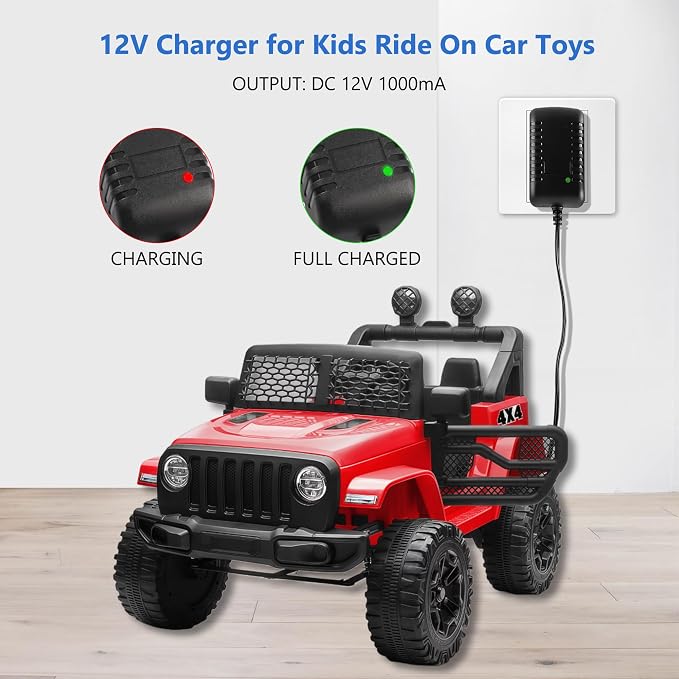 12V Battery Charger for Ride On Car Toy, Compatible with BMX X6, Kid TRAX GMC, Wal-Mart, Moto ATV Quad, Electric Vehicle Power Adapter with Square Plug