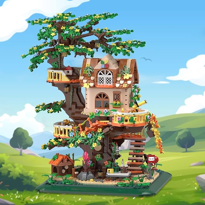 RAVAYO Forest Tree Building House Blocks Set with LED, Creative Toy for Adults Teen 14+, Mini Brick 2071pcs