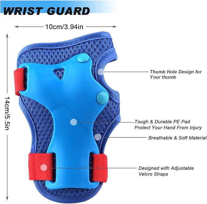 Wemfg Kids Protective Gear Set Knee Pads for Kids 3-14 Years Toddler Knee and Elbow Pads with Wrist Guards 3 in 1 for Skating Cycling Bike Rollerblading Scooter