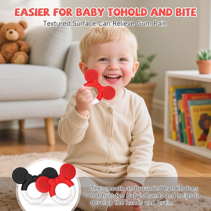 2 Packs Baby Teething Toys for Babies 3-6 6-12 Months，BPA Free Soft and Silicone Infant Teething Relief Soothing Sore Gums Baby Teethers Toys