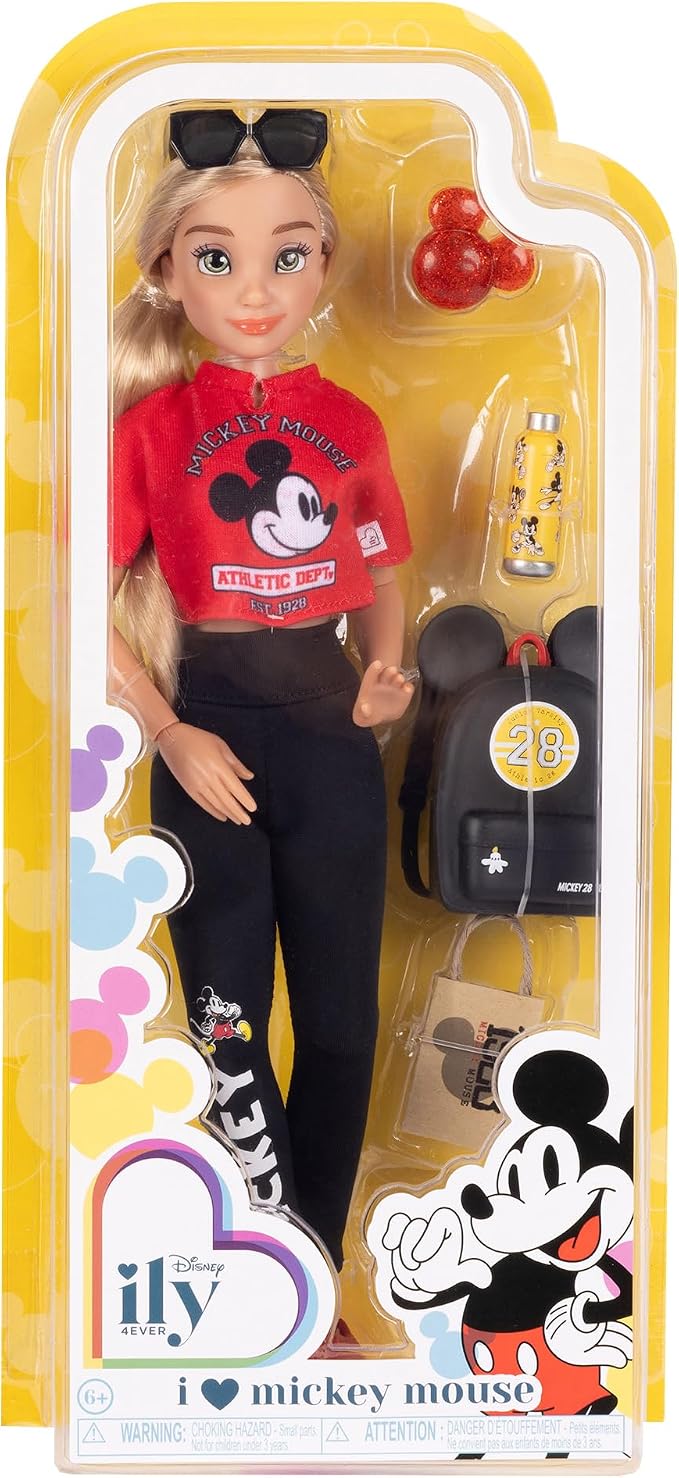 Disney ILY 4EVER Fashion Dolls Inspired By Mickey 11.5" Tall with 13 Points of Articulation, Glittery Mickey Ring Included for You!