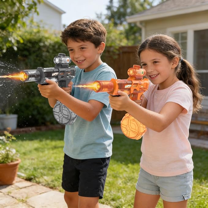 Handwell 2 Packs Electric Water Gun for Adults Kids, Automatic Squirt Gun with LED Light, Large Capacity Water Blaster 23-33 FT Long Range, Outside Water Toys, Summer Beach Swimming Pool Party Toy