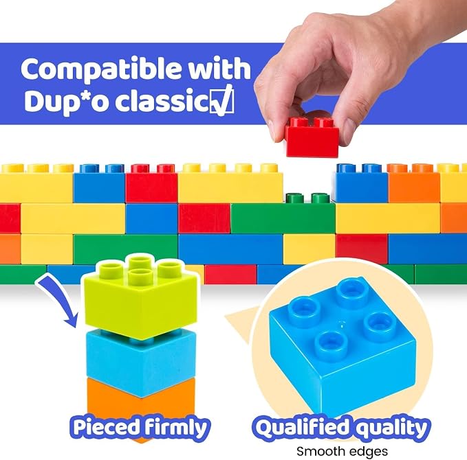 240 Piece Large Building Blocks for Toddlers 3 and up, Classic Building Bricks Set for Kids of All Ages, Compatible with Duplos and Most Brands