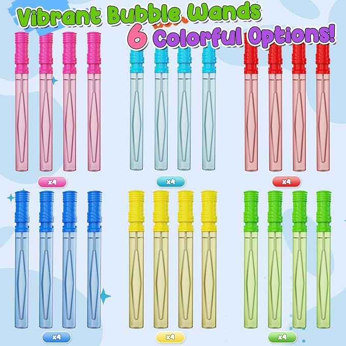 EagleStone 24 PCS 14.6" Giant Bubble Wands for Kids, 6 Color Long Bubble Sticks Bulk, Big Bubble Maker Outdoor Summer Toys for Toddlers, Easter Basket Stuffers, Birthday Party Favors, Carnival Prizes