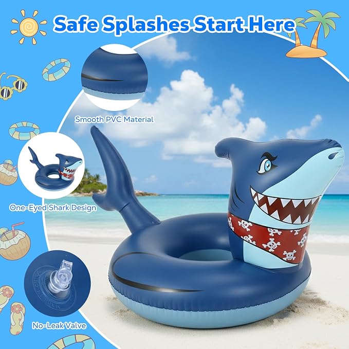 Moko Inflatable Swimming Rings, Pool Floats Swim Tubes Rings Round Shape Cute Cartoon Design Beach Water Lounge Inflatable Raft Party Supplies for Kids