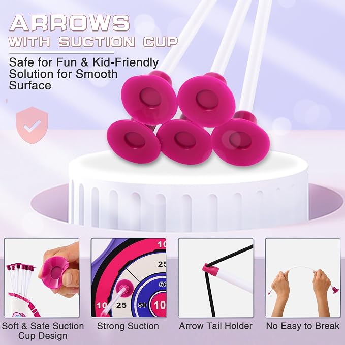 Bow and Arrow Set for Kids, 2 Pack LED Light Up Archery Set with 20 Suction Cup Arrows, Indoor and Outdoor Toy for Boys Girls Age 4-8 8-12 with Standing Target&2 Quivers, Birthday Gift 3-12 Years Old