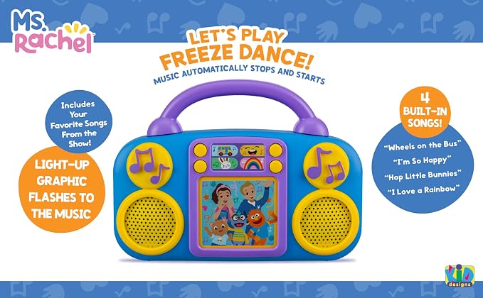 eKids Ms Rachel Toy Music Player, Toddler Toy with Built-in Music and Lights (Ms Rachel)