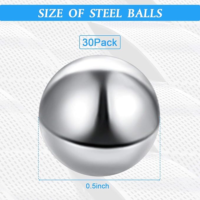 Ripeng 30 Pieces Labyrinth Replacement Steel Balls 0.5 Inch Replacement Rust-Proof Metal Balls for Marble Runs