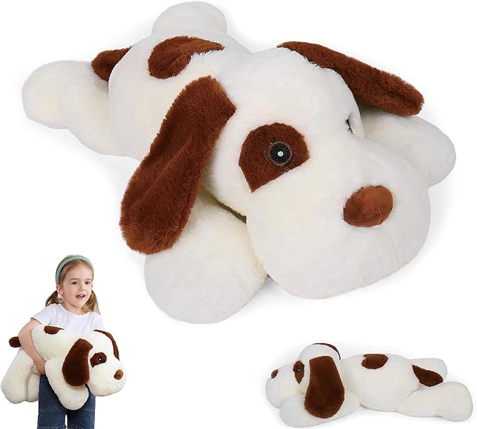 JellyMallow 5lbs 24in Dog Weighted Stuffed Animals, Large Weighted Dog Plush, Weighted Stuffed Animal Plushies Pillow Gifts for Adults and Kids, Boys, Girls